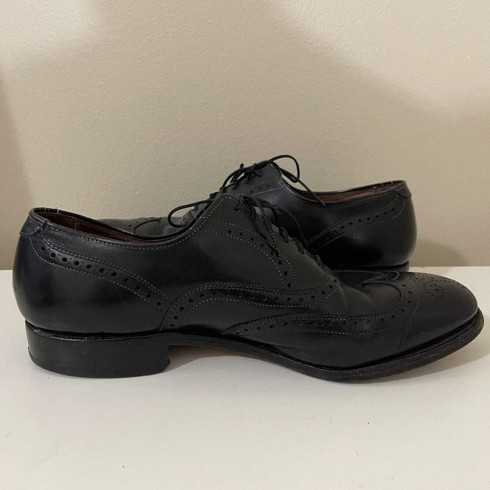 Allen Edmonds Mens Chester 9.5 D Black Leather Wingtip Oxfords Brogue Shoes USA‎